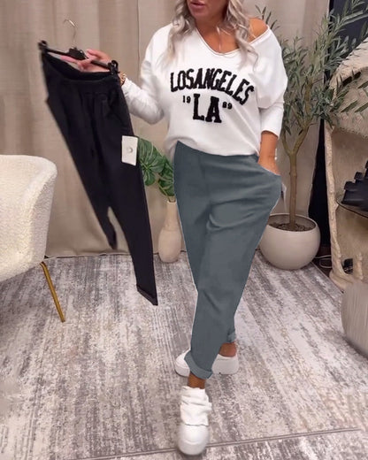 Andrea's™ | Lässige, einfarbige hose mit taschen