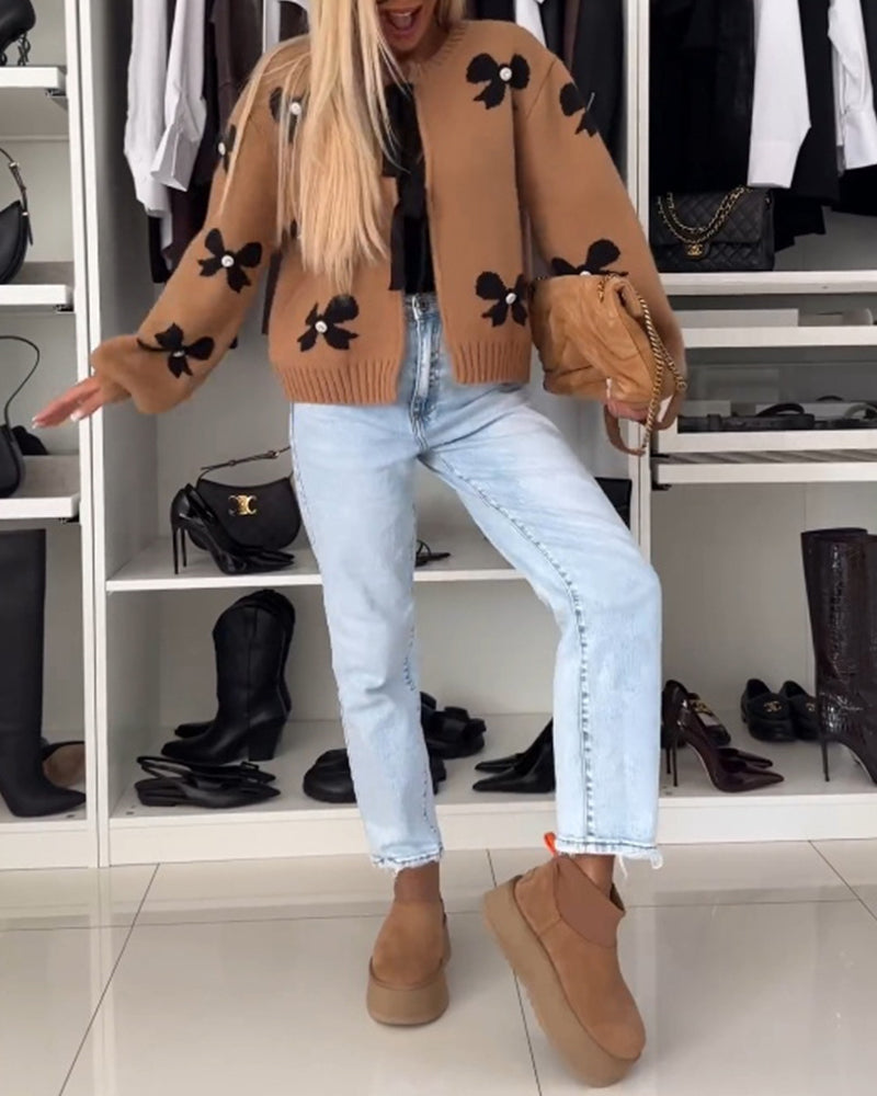 Andrea's™ | Cardigan mit Perlenschleife und Schnürung