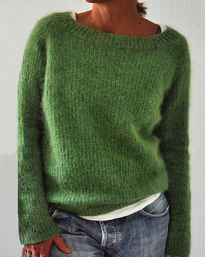 Andrea's™ | Einfarbiger Pullover mit Rundhalsausschnitt und langen Ärmeln