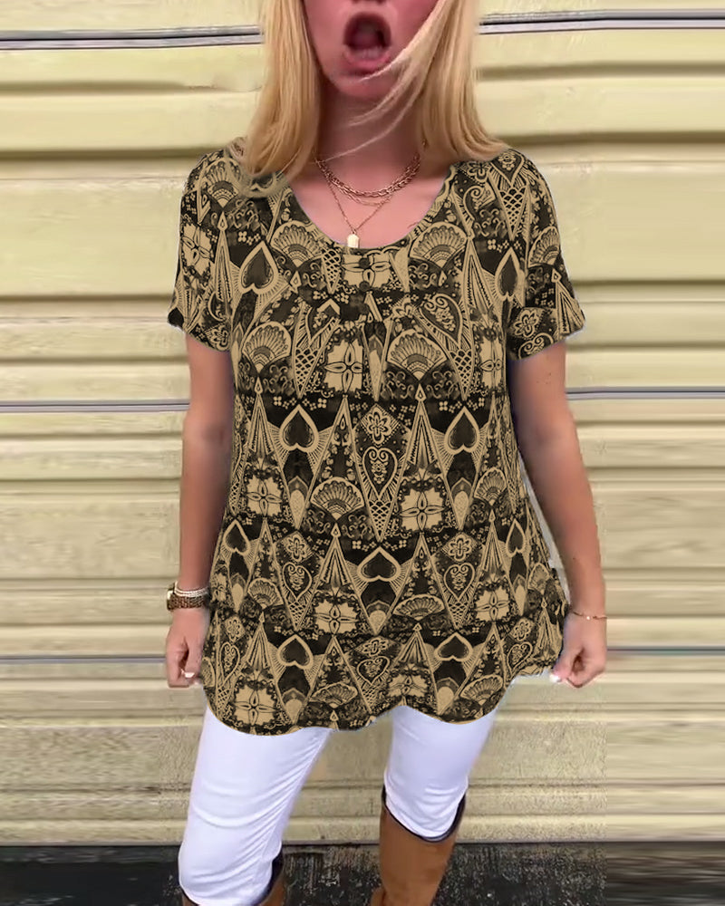 Andrea's™ | T-Shirt lässig Retro Rundhals bedruckt