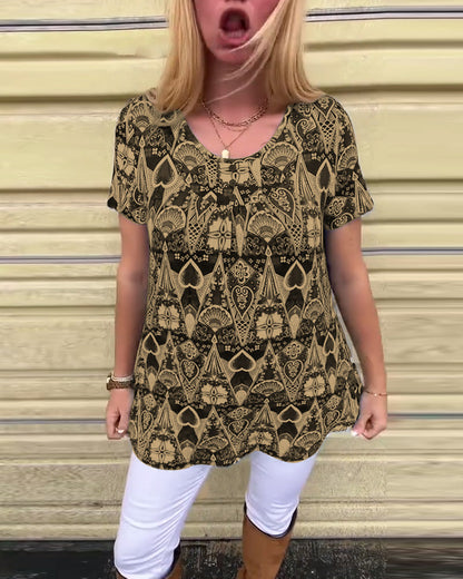 Andrea's™ | T-Shirt lässig Retro Rundhals bedruckt