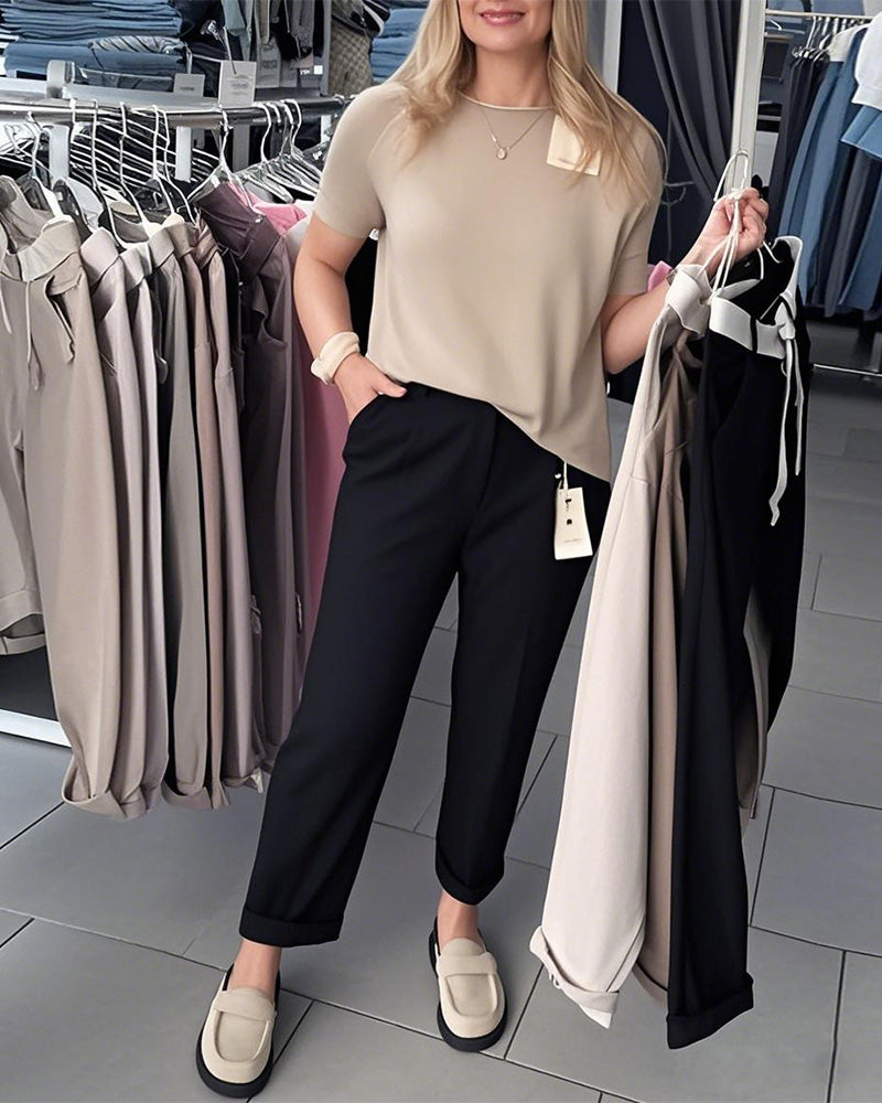 Andrea's™ | Hose einfarbig lässig gerade