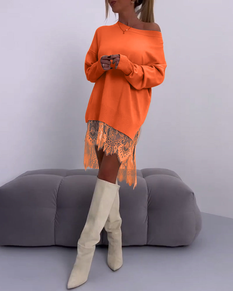 Andrea's™ | Einfarbiger, schulterfreier, schmaler pullover