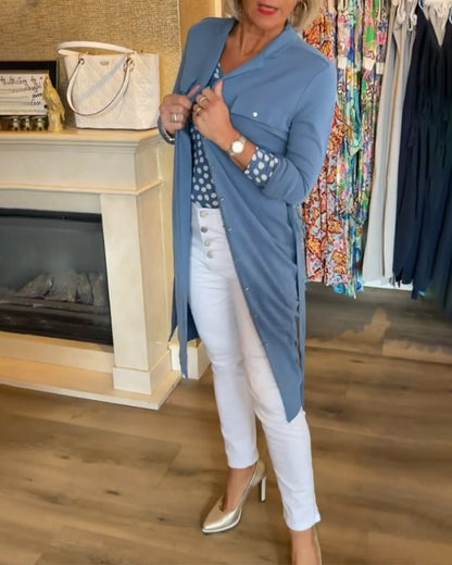 Andrea's™ | Geknöpfter mantel mit lässiger volltonfarbe