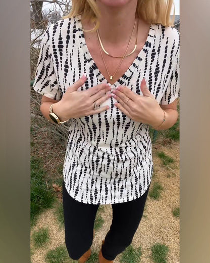 Andrea's™ | T-Shirt bedruckt kurzärmelig V-Ausschnitt