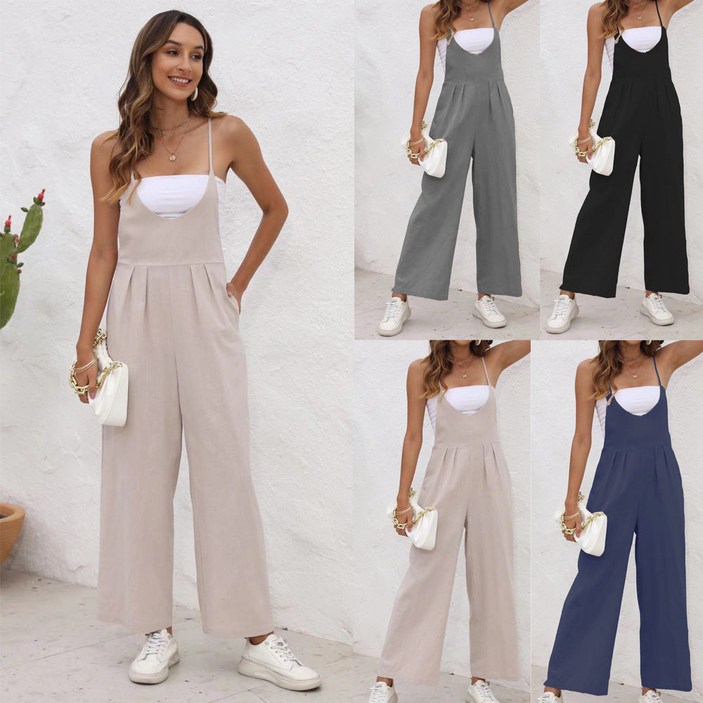 Chic Linen Blend Andrea Serena Casual Jumpsuit
