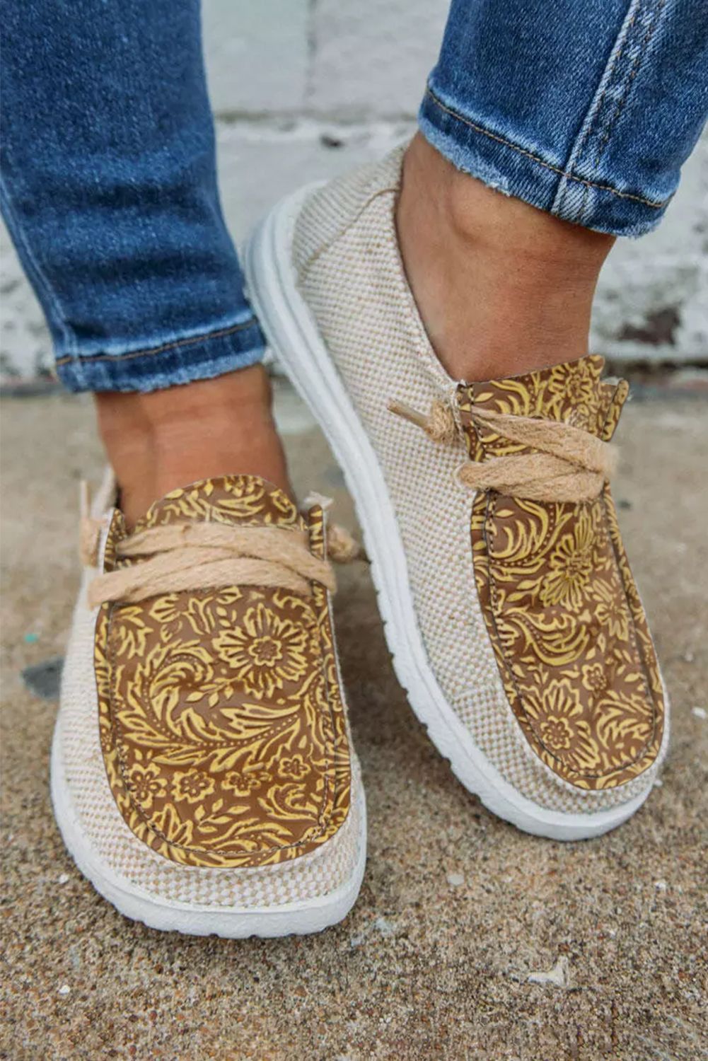 Andrea Serena Damen-Loafer mit Blumenmuster