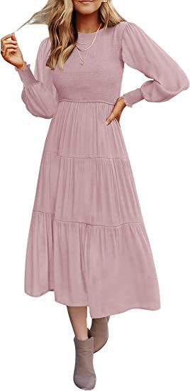 Andrea's™ | Maxikleid mit langen Ärmeln, Falten und Lagen