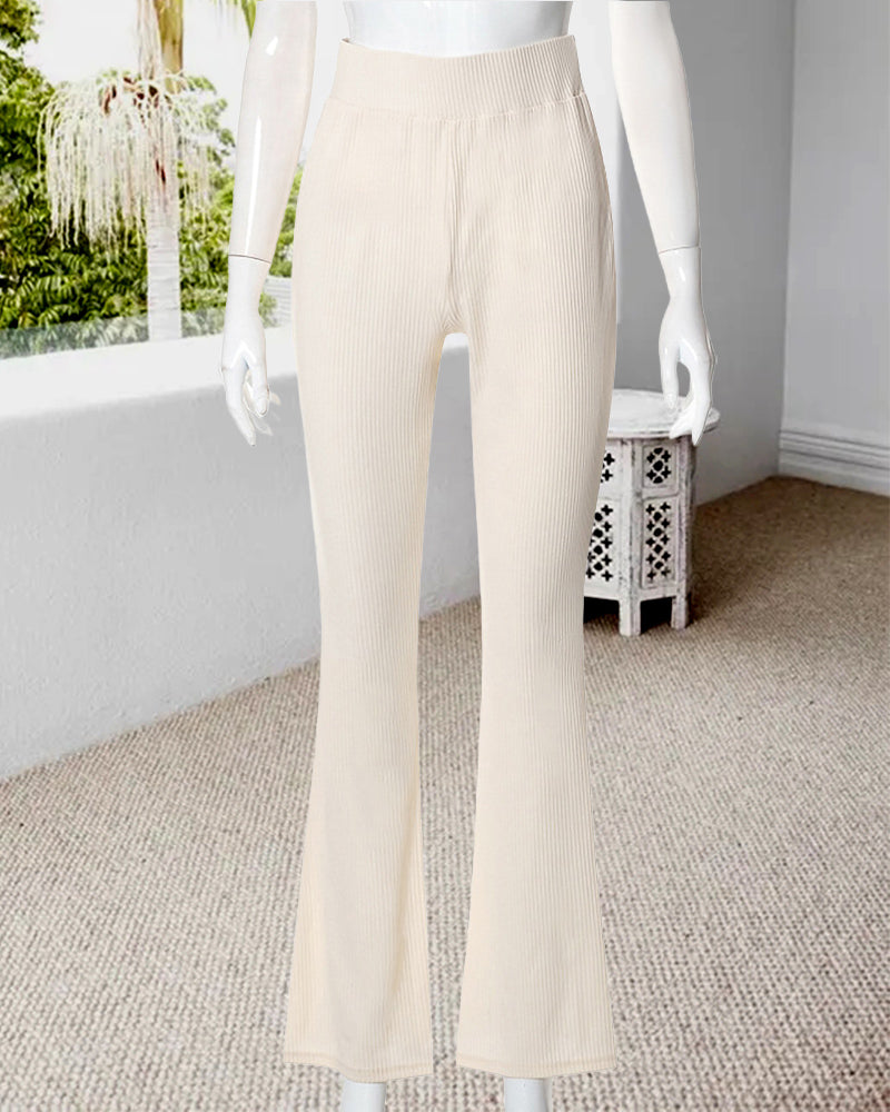 Andrea's™ | Einfarbige slim-fit-hose mit micro-flare