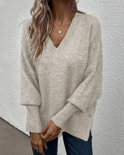 Andrea's™ | Pullover Laternenärmel V-Ausschnitt