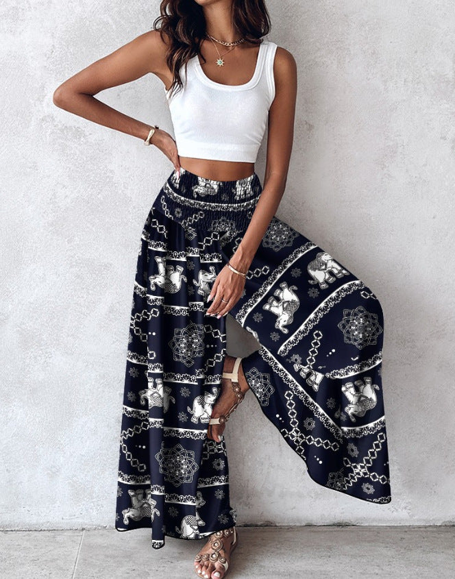 Retro-Hose mit Blumenmuster und weitem Bein von Andrea Serena