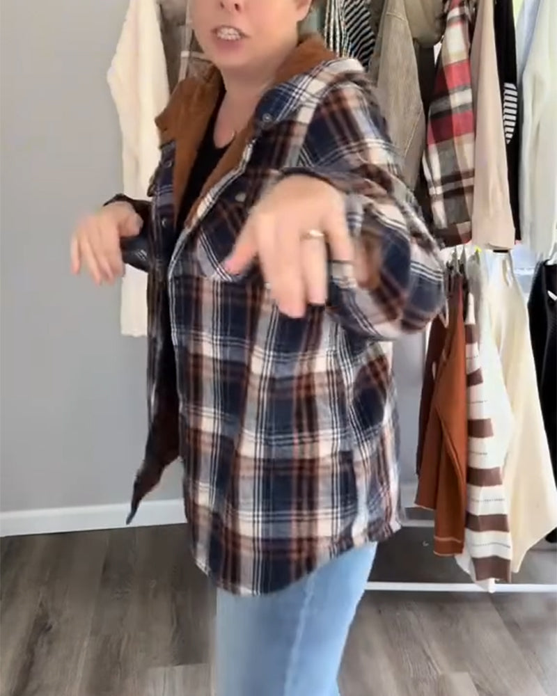 Andrea's™ | Karierte Kapuzen-Wollmantel