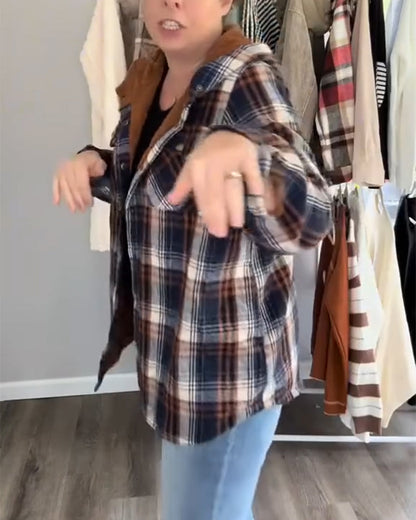 Andrea's™ | Karierte Kapuzen-Wollmantel