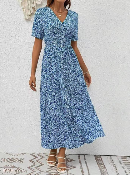 Elegantes Kleid mit V-Ausschnitt und Schlitz von Andrea Serena