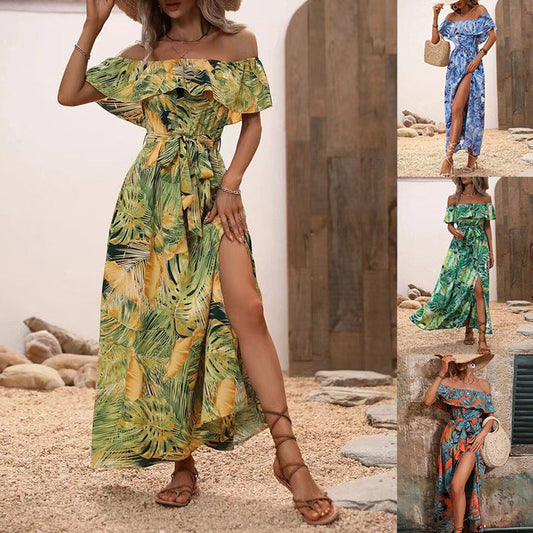 Elegant Andrea Serena Ruffled Floral Maxi Dress