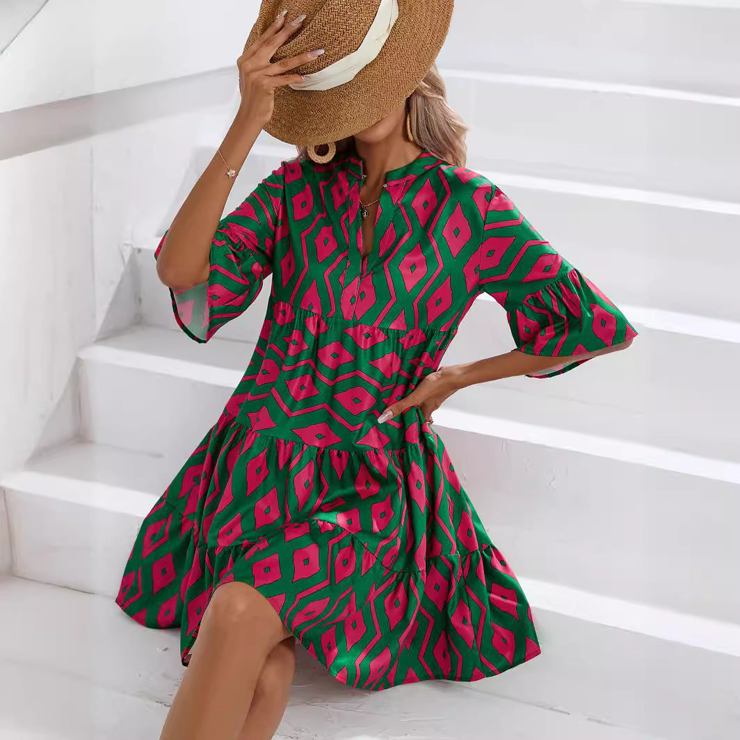 Boho-Sommerkleid mit V-Ausschnitt von Andrea Serena