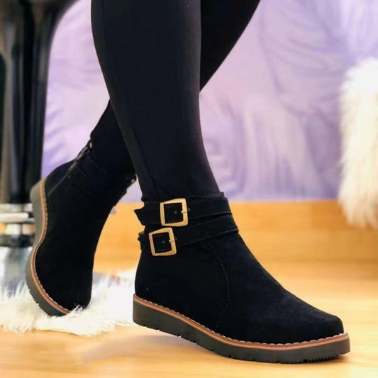 Andrea's™ | Damen-Lederstiefel aus Wildleder mit Metallschnalle