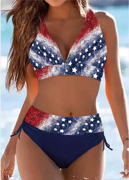 Gestreifter High-Waist-Bikini von Andrea Serena