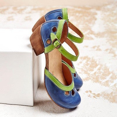 Andrea's™ | Damen Lederschuhe mit massivem Absatz