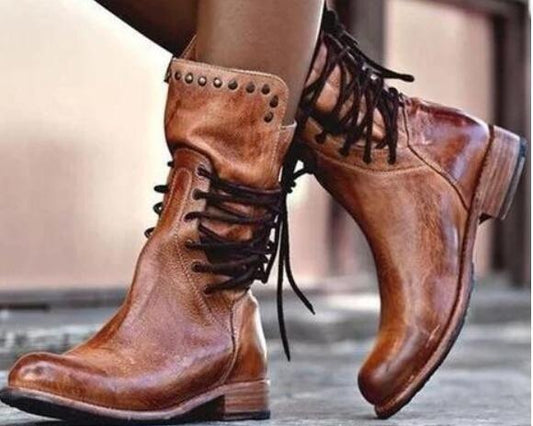 Andrea's™ | Nieten-Reitstiefel mit niedrigem Absatz