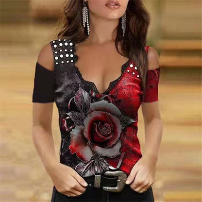 Sommer-T-Shirt mit romantischem Rosenmuster von Andrea Serena