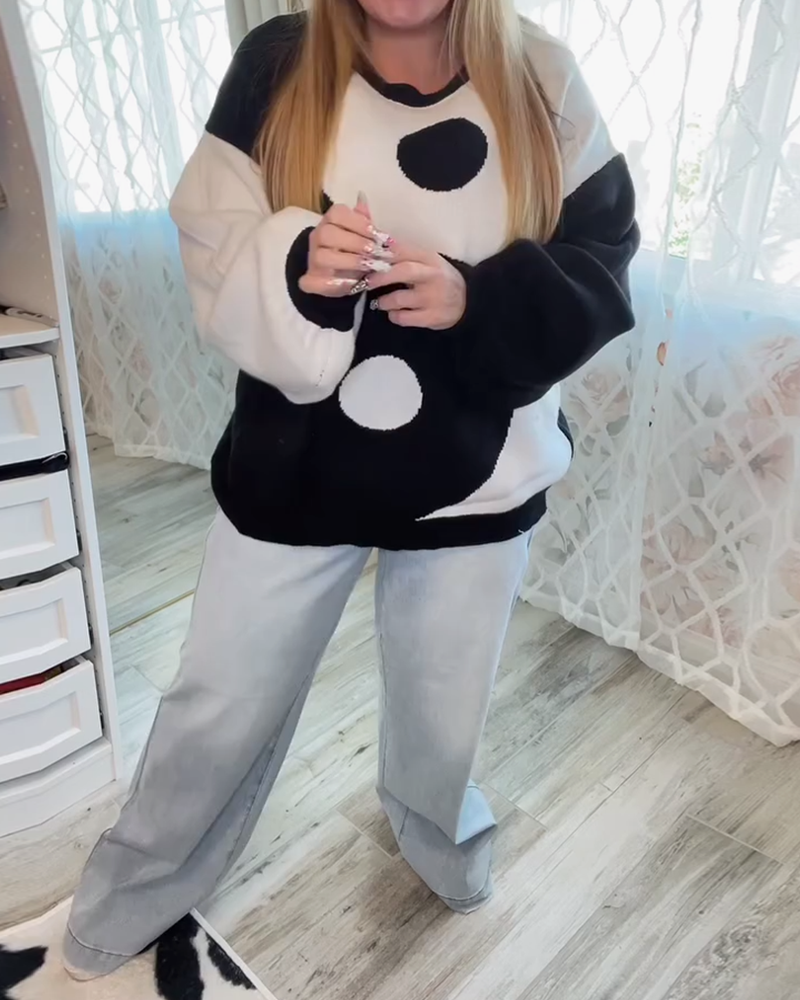 Andrea's™ | Pullover Pullover lässig locker Rundhals