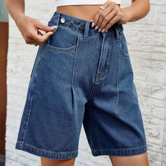 Adjustable Waist Denim Shorts Andrea Serena Women’s