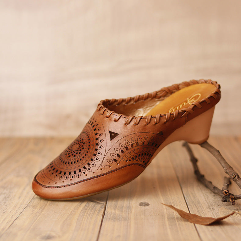 Vintage Ledersandalen mit mittelhohem Absatz von Andrea Serena