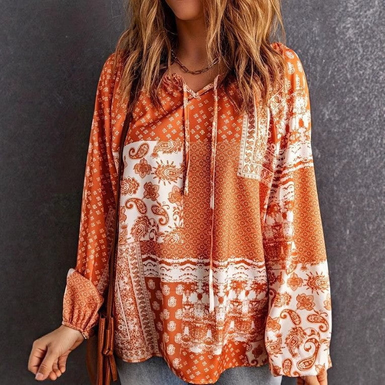 Boho-Bluse von Andrea Serena mit langen Ärmeln