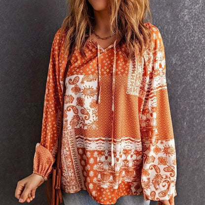 Boho-Bluse von Andrea Serena mit langen Ärmeln
