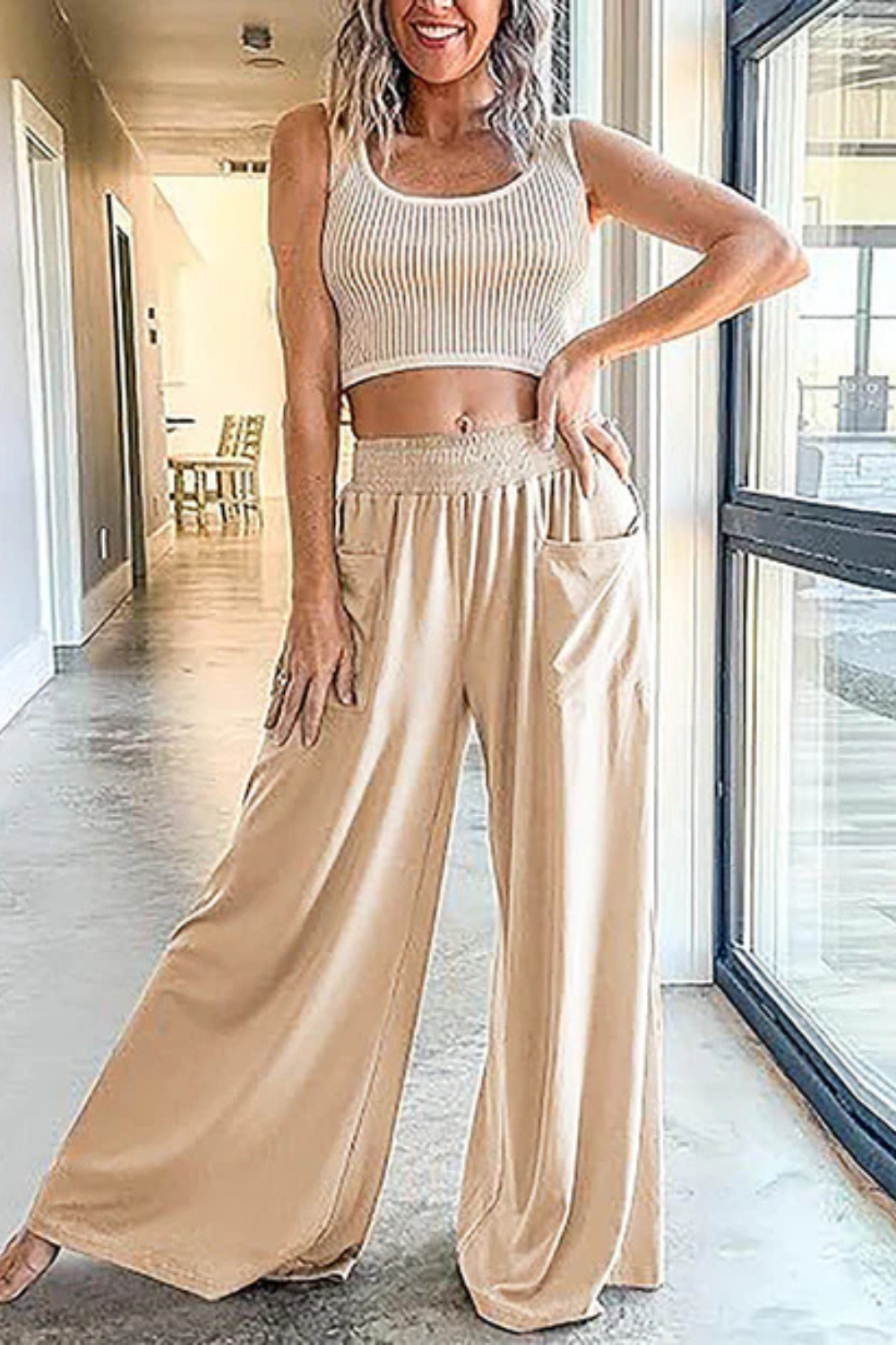 Andrea's™ | Elegante Weitbein-Hose mit elastischem Bund & Seitentaschen