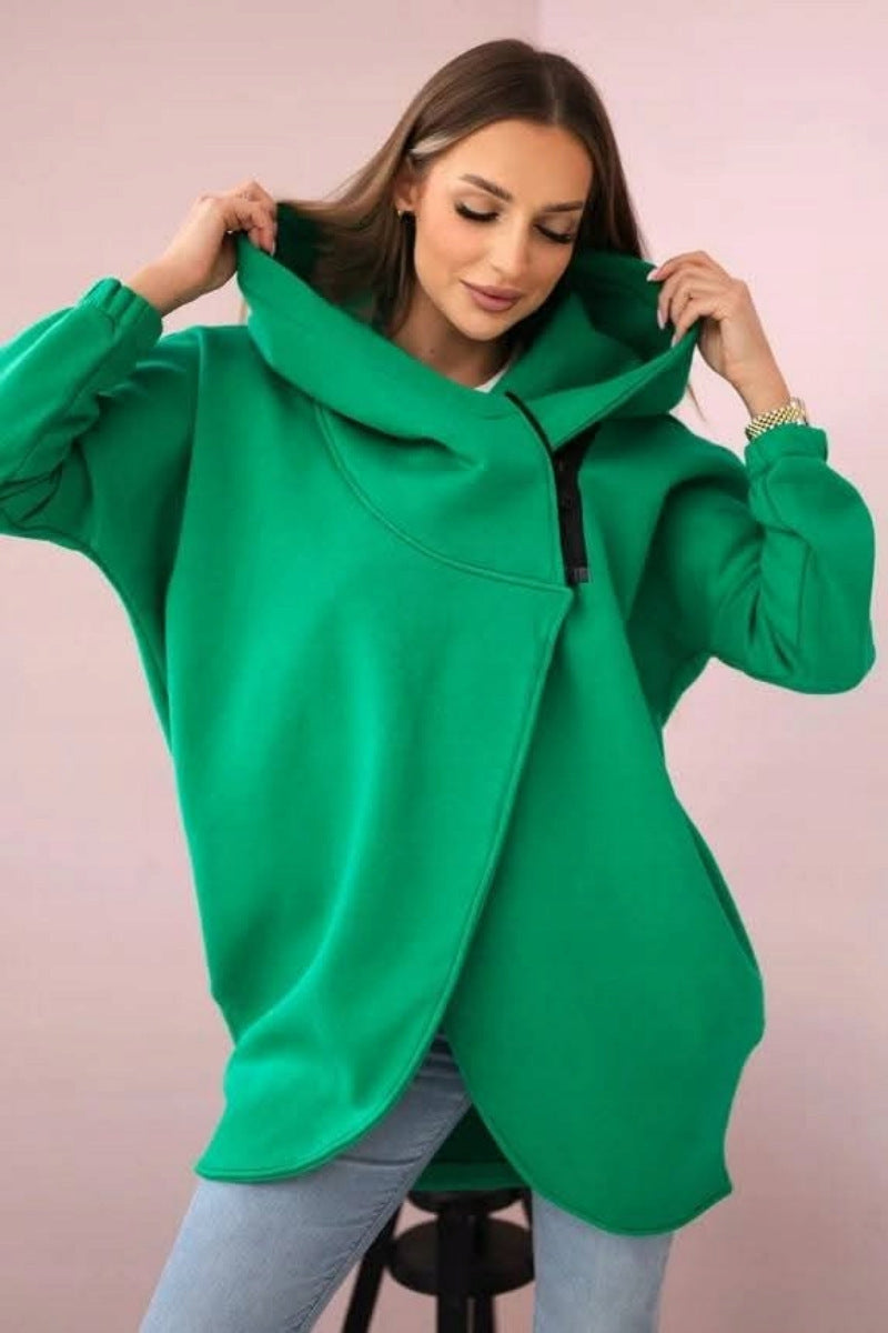 Andrea's™ | Damen-Hoodie-Mantel in Übergröße, einfarbig