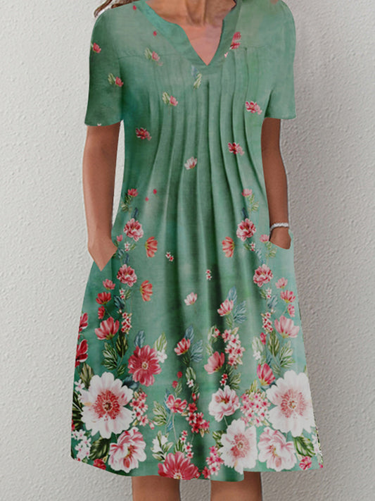Andrea's™ | Geblümtes Faltenkleid in A-Linie