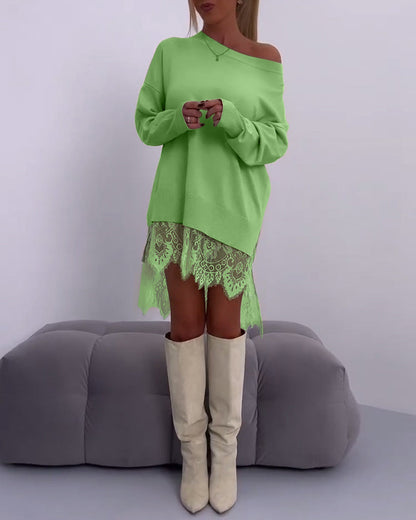 Andrea's™ | Einfarbiger, schulterfreier, schmaler pullover