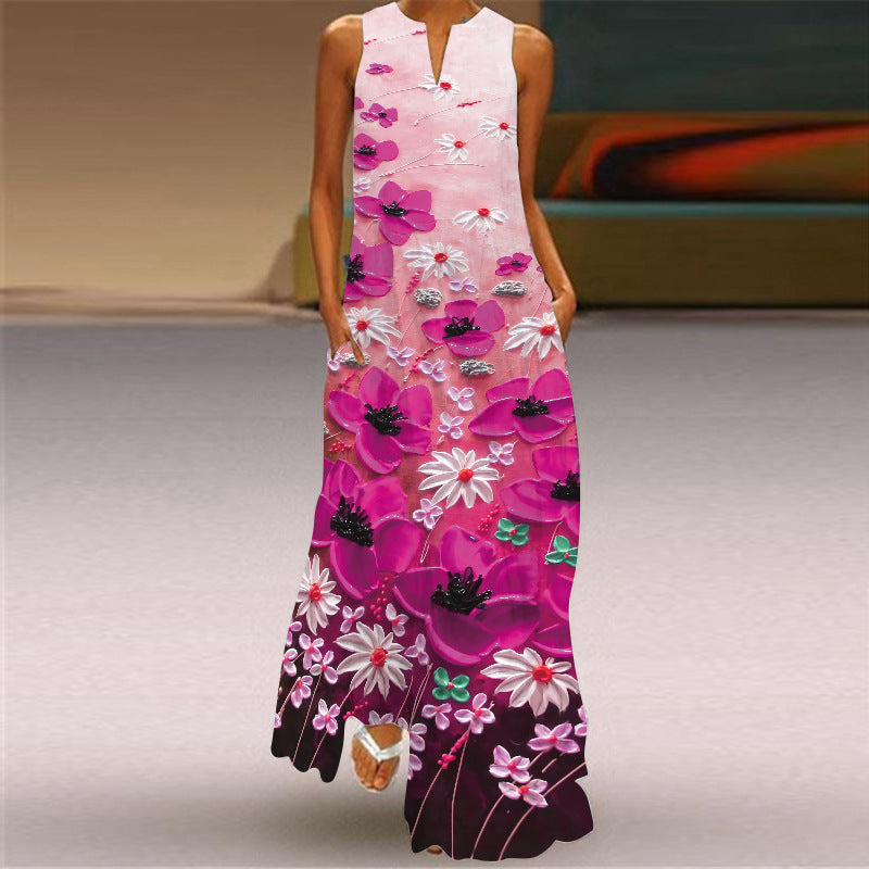 Ärmelloses Maxikleid mit lebhaftem Print von Andrea Serena