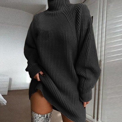 Andrea's™ | Solider Rollkragenpullover  Warmes Strickkleid