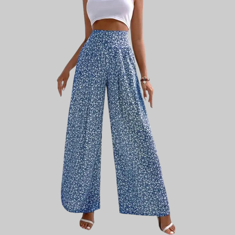 Andrea Serena Freizeithose mit weitem Bein und Blumenmuster
