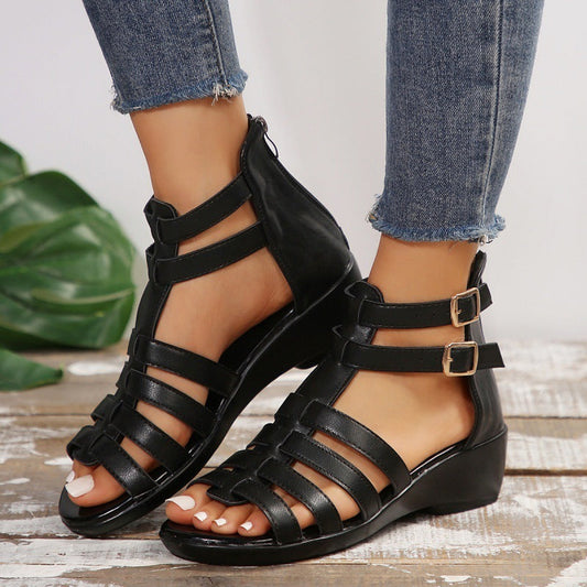 Chic Hollow-Out Wedge Sandals by Andrea Serena