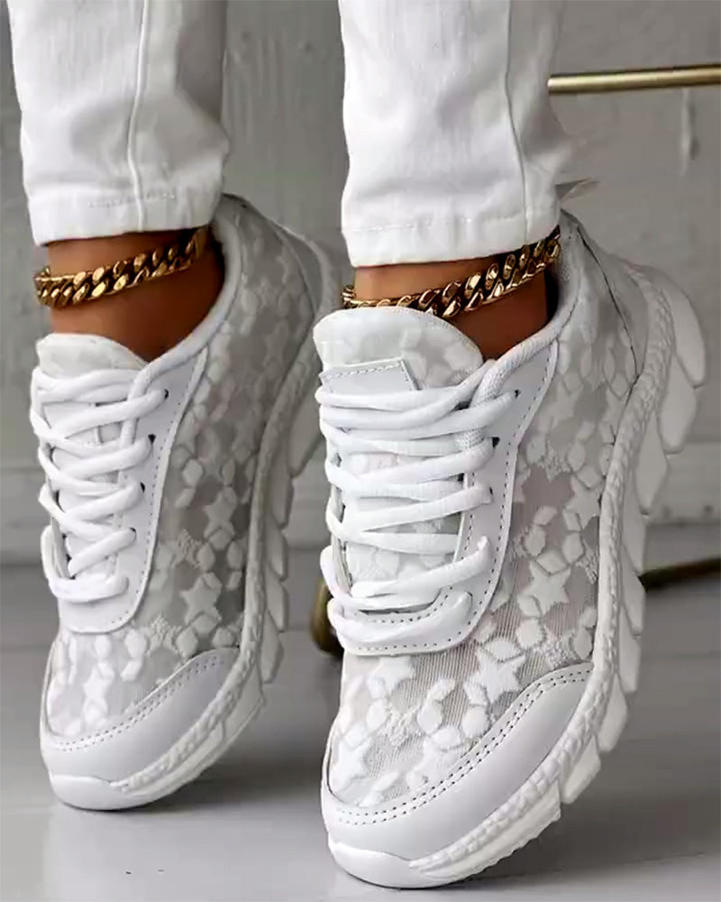 Andrea's™ | Einfache, einfarbige, atmungsaktive Schnürsneaker