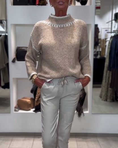 Andrea's™ | vielseitiger Pullover mit hohem Kragen und Kontrastfarben