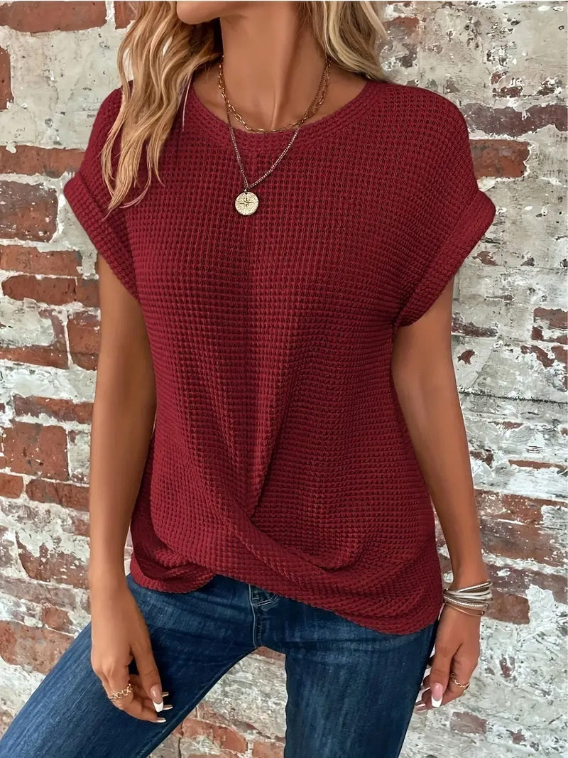 Andrea's™ | Stylisches T-Shirt mit Waffelstruktur und kurzen Ärmeln