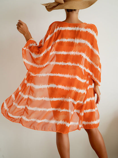 Leuchtender dreiteiliger Chiffon-Badeanzug von Andrea Serena
