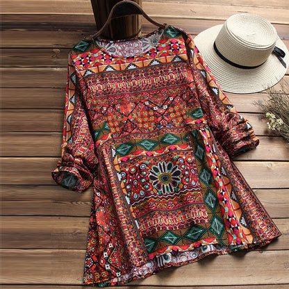 Boho-Baumwollbluse mit Print von Andrea Serena