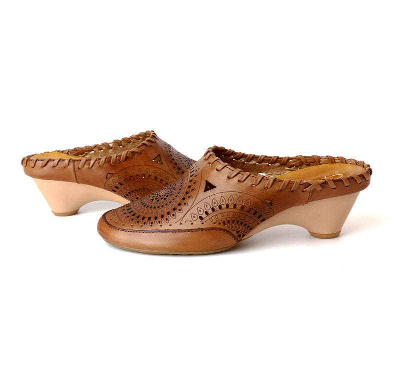 Vintage Ledersandalen mit mittelhohem Absatz von Andrea Serena