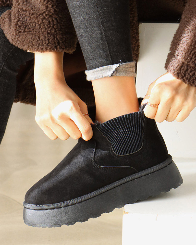 Andrea's™ | Schneestiefel in Unifarbe mit dicker Sohle