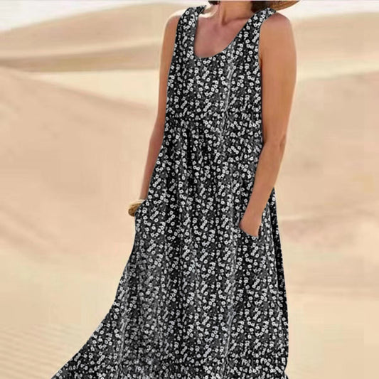 Andrea's™ | Ärmelloses Blumenkleid mit schwingendem Schnitt und Taschen