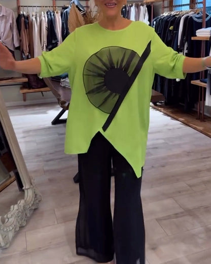 Andrea's™ | T-Shirt blumenmuster kurzarm lässig