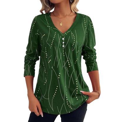 Bluse mit Knöpfen und geometrischem Muster