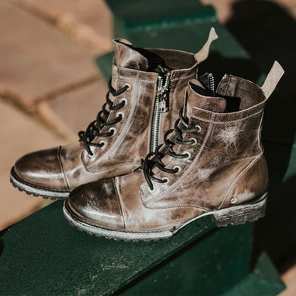 Andrea's™ | Bequeme Retro-Stiefeletten mit runder Zehenkappe und Schnürung