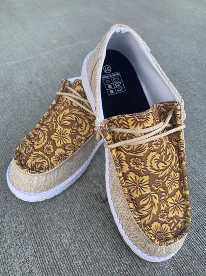 Andrea Serena Damen-Loafer mit Blumenmuster